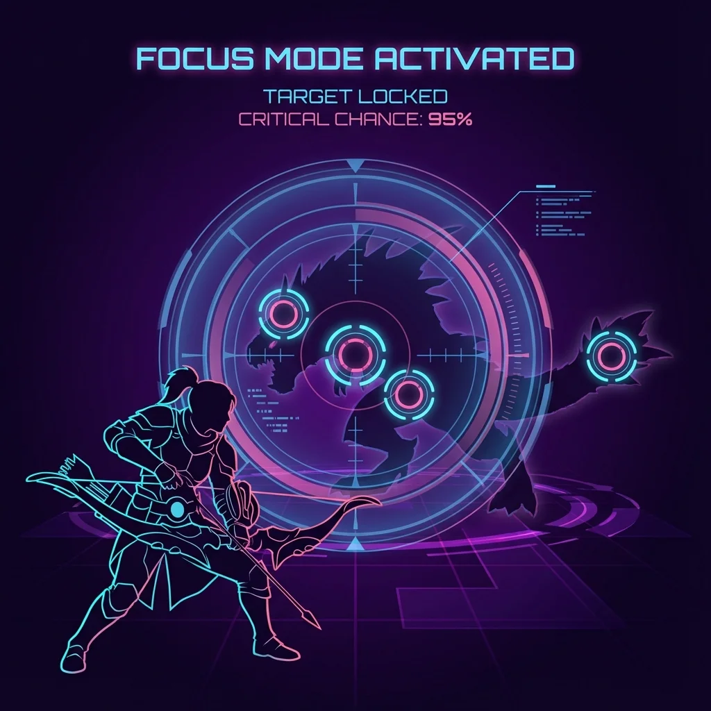 Monster Hunter Wilds focus mode activation showing weak point targeting